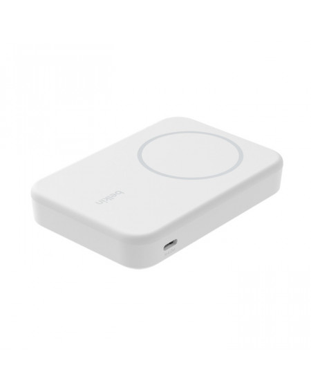 Banque d'énergie magnétique avec support Belkin 8000mAh induction Qi2 15W - Blanche - compatible MagSafe