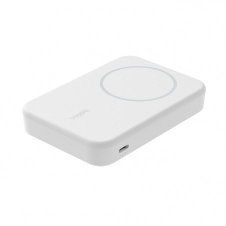 Banque d'énergie magnétique avec support Belkin 8000mAh induction Qi2 15W - Blanche - compatible MagSafe