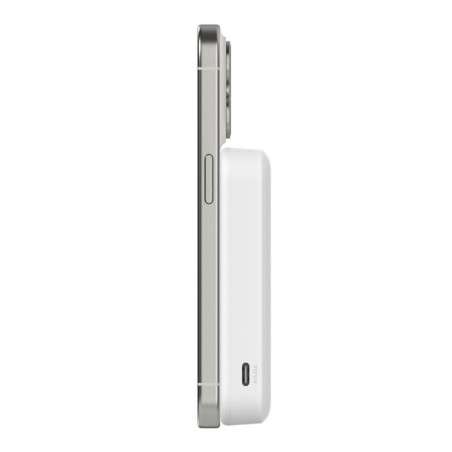 Banque d'énergie magnétique avec support Belkin 8000mAh induction Qi2 15W - Blanche - compatible MagSafe