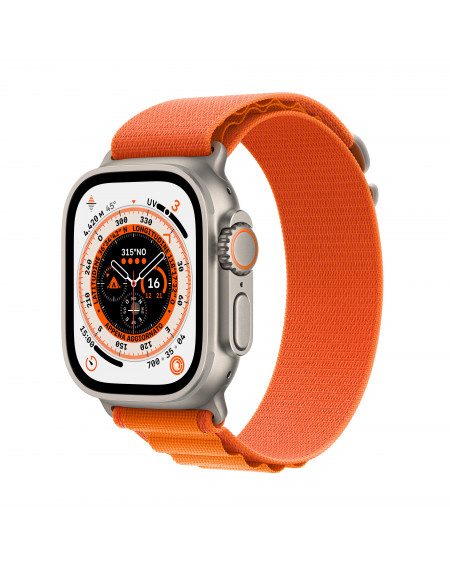 AppleWatch Ultra Cellular avec boucle alpine Orange S, boitier en titane 49mm + bracelet