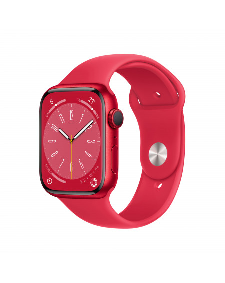 AppleWatch S8 GPS 45mm boitier aluminium Rouge avec bracelet Sport Rouge (Fin 2022) - Regular