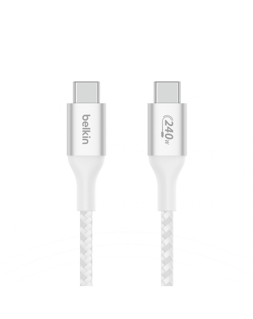 Cable tressé USB-C vers USB-C 240W Belkin 2m - Blanc