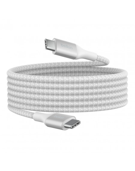 Cable tressé USB-C vers USB-C 240W Belkin 2m - Blanc