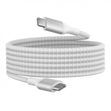 Cable tressé USB-C vers USB-C 240W Belkin 2m - Blanc