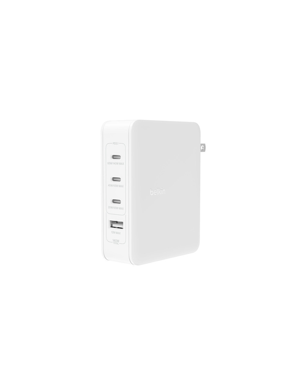 Chargeur secteur Belkin 140w USB GaN 4-ports avec adaptateur UK, EU, US