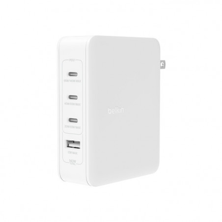 Chargeur secteur Belkin 140w USB GaN 4-ports avec adaptateur UK, EU, US