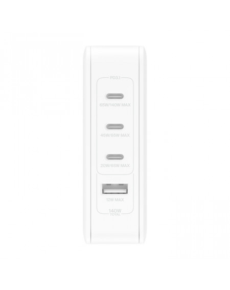 Chargeur secteur Belkin 140w USB GaN 4-ports avec adaptateur UK, EU, US