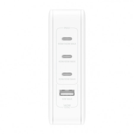 Chargeur secteur Belkin 140w USB GaN 4-ports avec adaptateur UK, EU, US