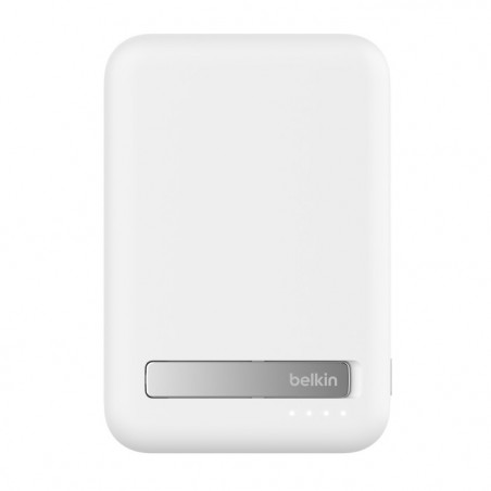 Banque d'énergie magnétique avec support Belkin 10000mAh induction Qi2 15W - Blanche - compatible MagSafe